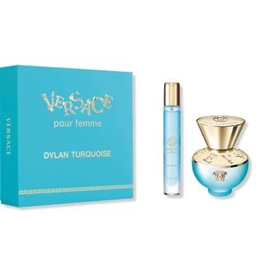 NEW 2pc Versace Dylan Turquoise E T Gift Set Full Size + Travel Fragrance Spray